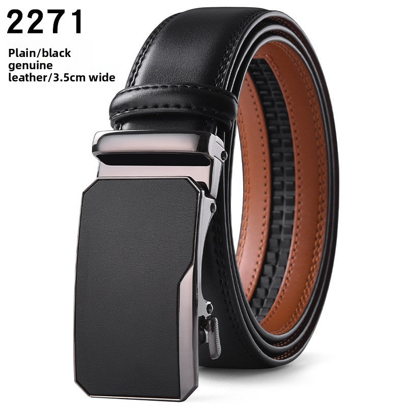 Genuine Leather Automatic Buckle Mens Belt