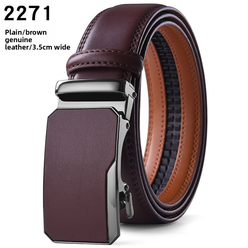 Genuine Leather Automatic Buckle Mens Belt