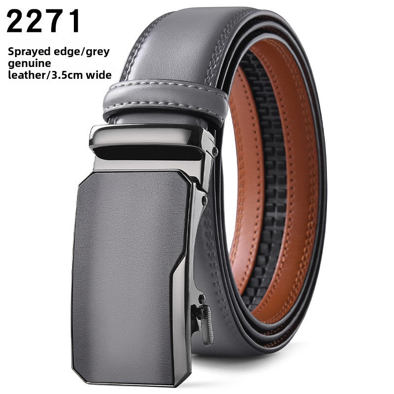 Genuine Leather Automatic Buckle Mens Belt