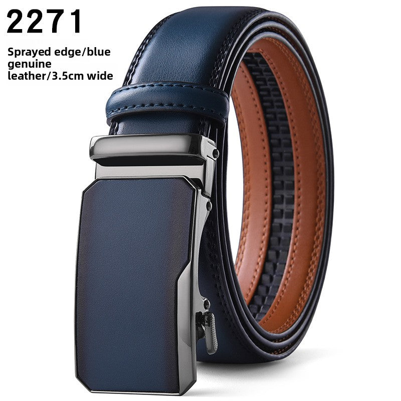 Genuine Leather Automatic Buckle Mens Belt