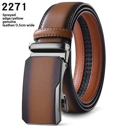 Genuine Leather Automatic Buckle Mens Belt