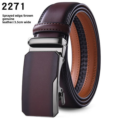 Genuine Leather Automatic Buckle Mens Belt