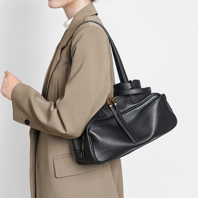 Genuine Leather Boston Bag Shoulder Messenger Bag