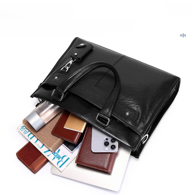 Genuine Leather Briefcase for Men with Laptop Compartment