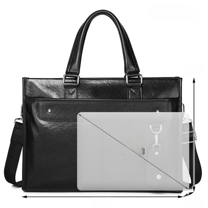 Genuine Leather Briefcase for Men with Laptop Compartment