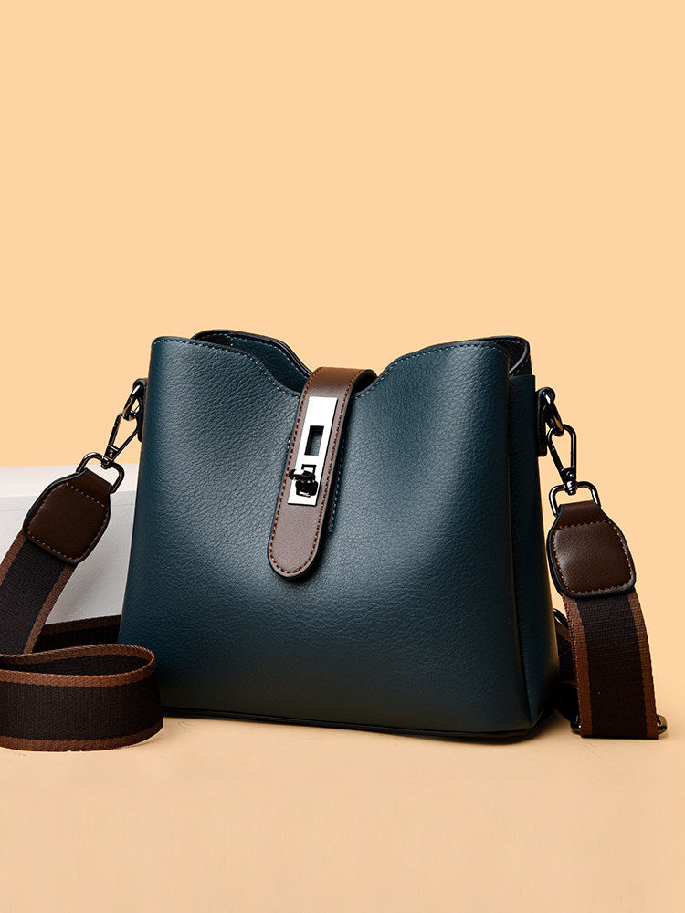 Genuine Leather Bucket Bag Shoulder Crossbody Bag