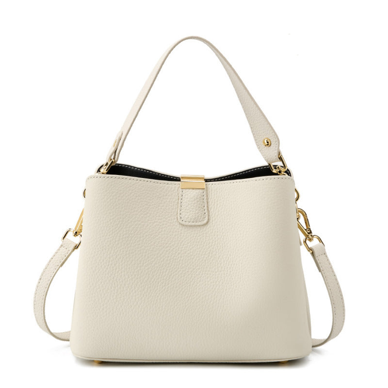 Genuine Leather Bucket Bag Shoulder Crossbody Handbag
