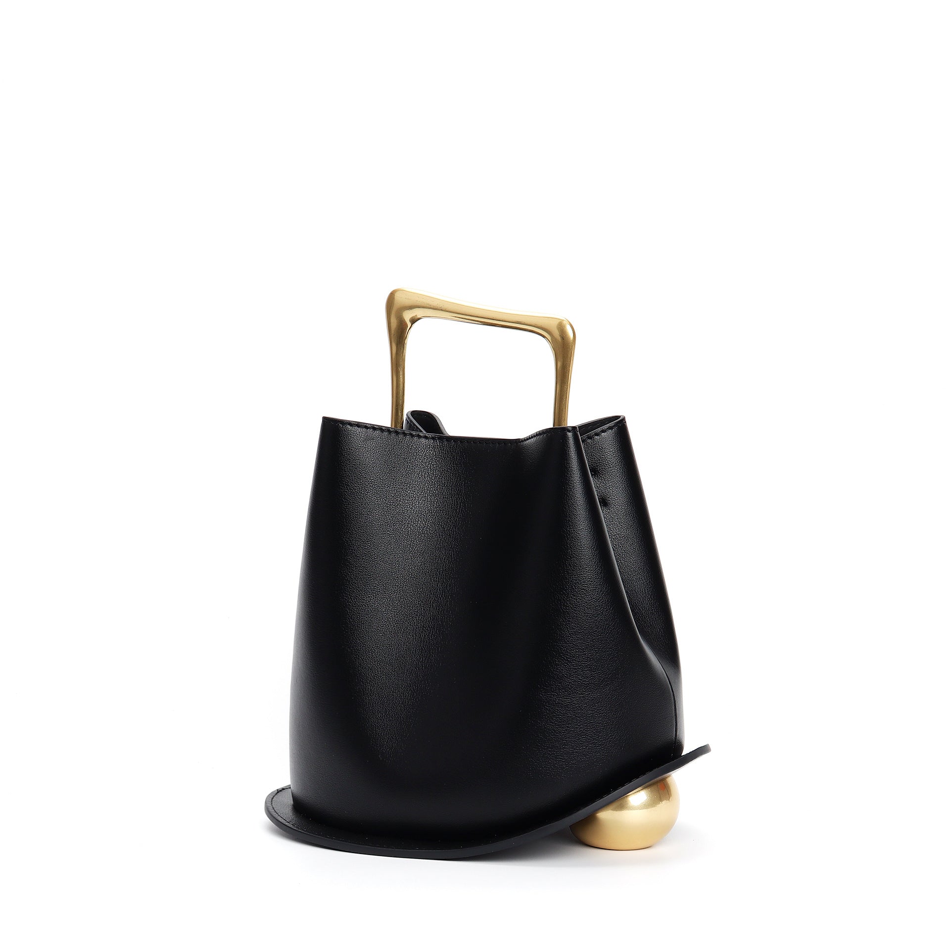 Genuine Leather Bucket Bag with Adjustable Strap