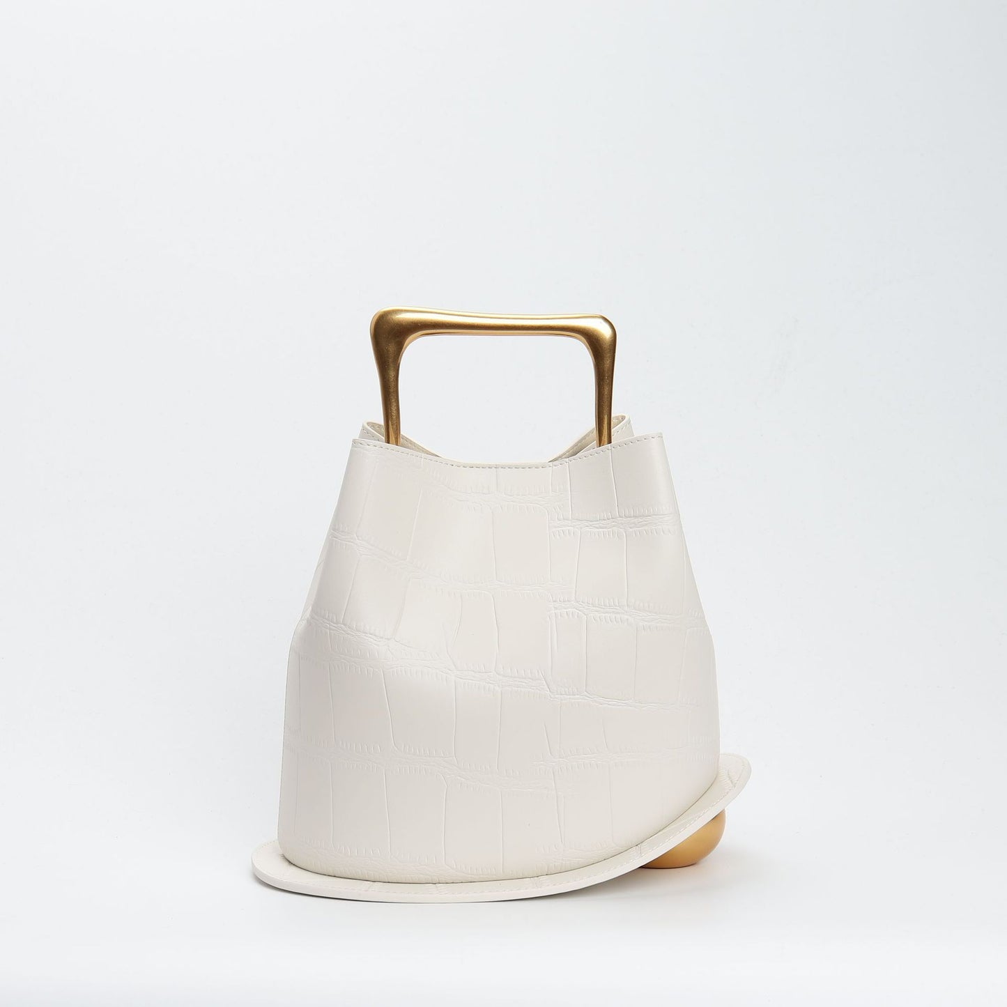 Genuine Leather Bucket Bag with Adjustable Strap