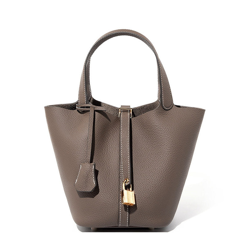 Genuine Leather Bucket Handbag