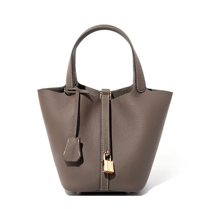 Genuine Leather Bucket Handbag