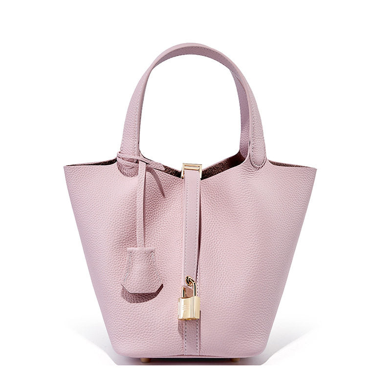 Genuine Leather Bucket Handbag