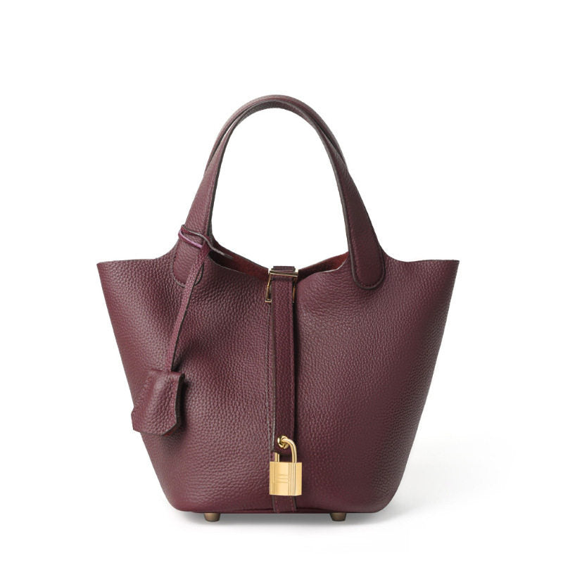Genuine Leather Bucket Handbag