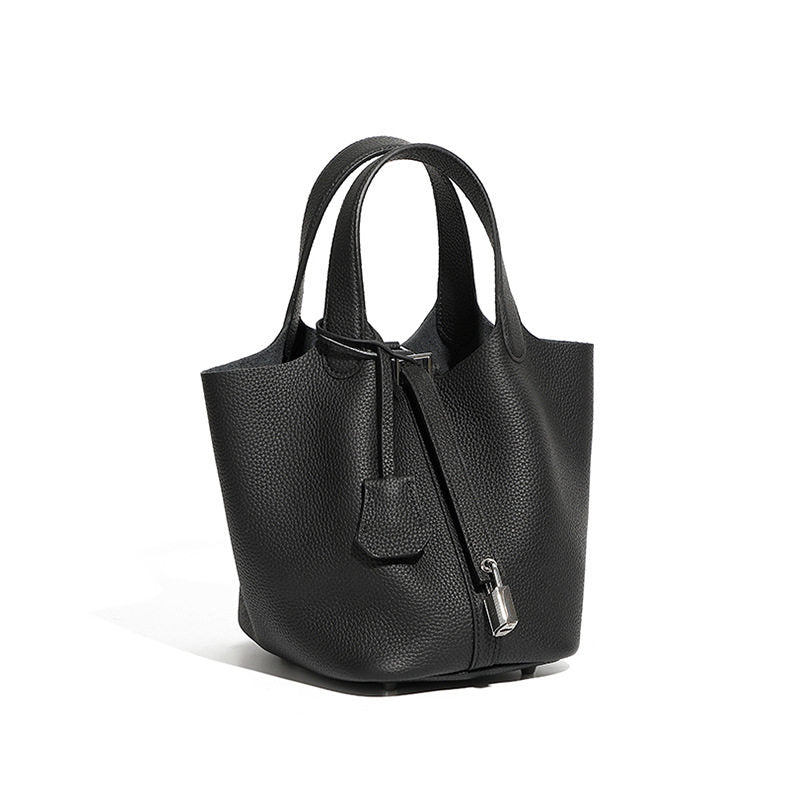 Genuine Leather Bucket Handbag