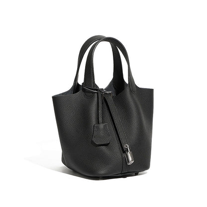 Genuine Leather Bucket Handbag