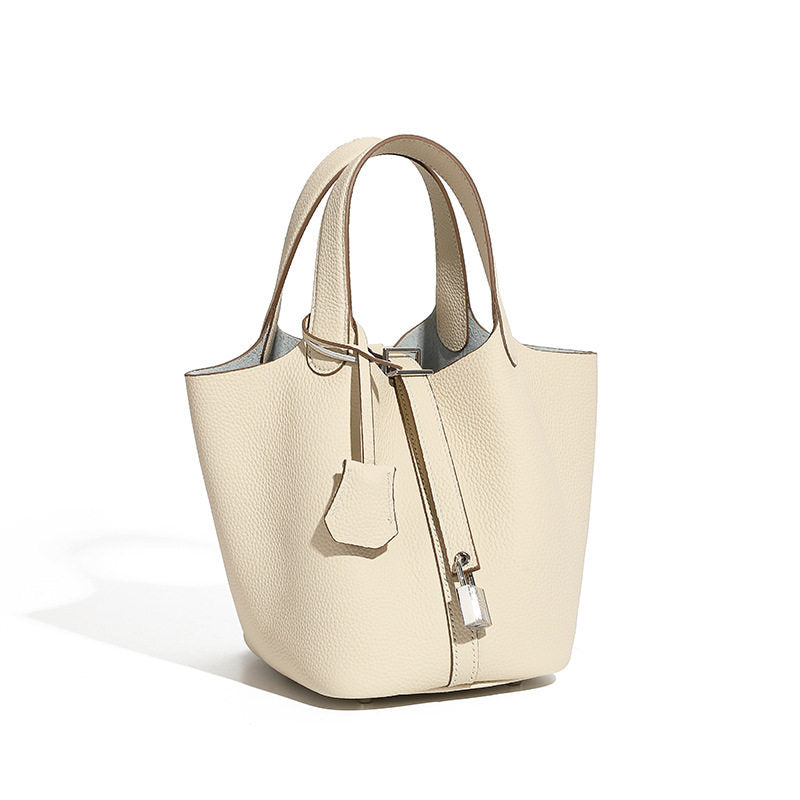 Genuine Leather Bucket Handbag