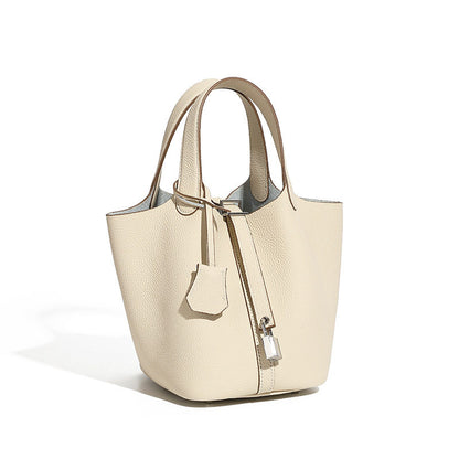 Genuine Leather Bucket Handbag