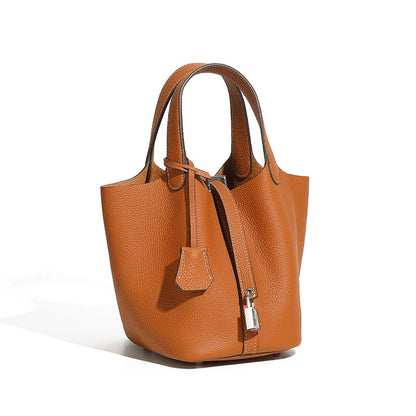 Genuine Leather Bucket Handbag