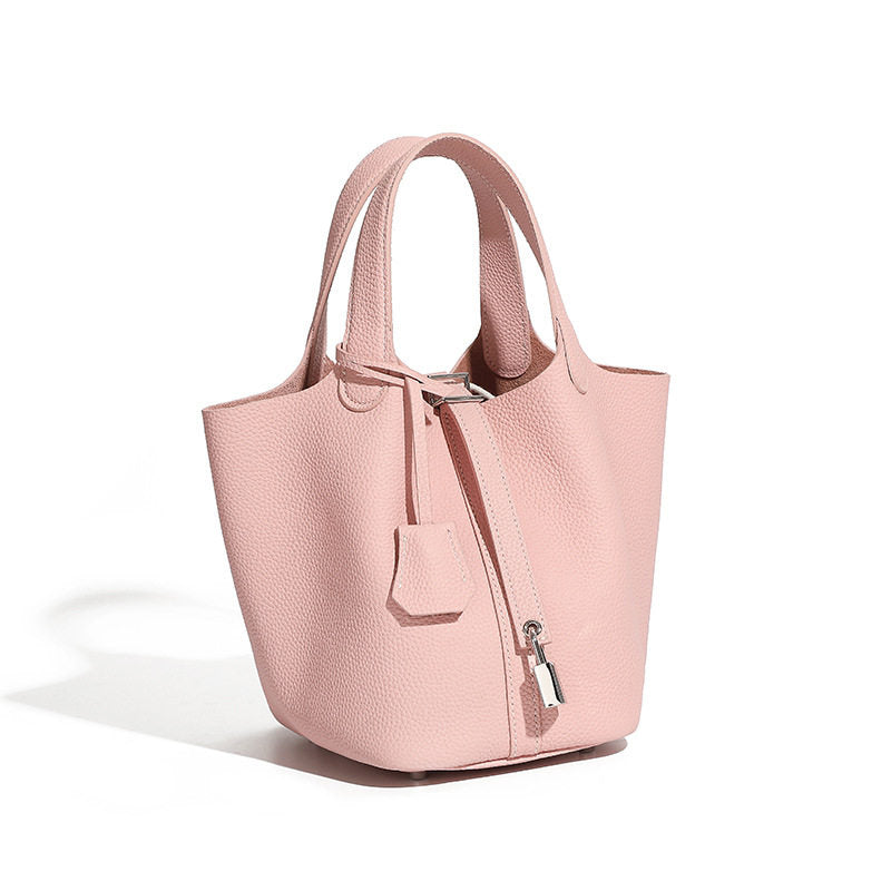 Genuine Leather Bucket Handbag