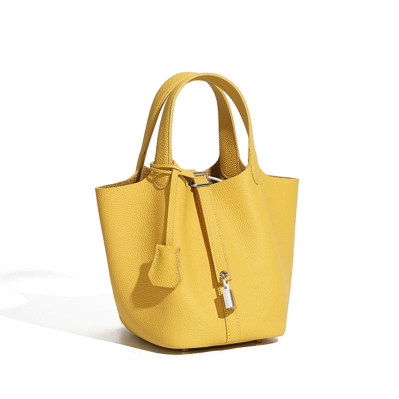 Genuine Leather Bucket Handbag