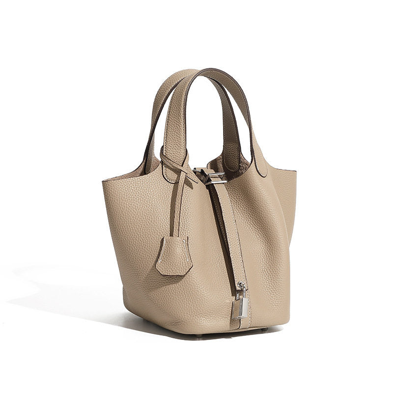 Genuine Leather Bucket Handbag