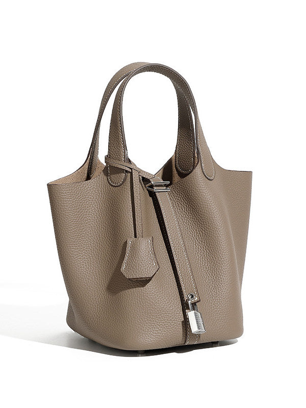 Genuine Leather Bucket Handbag