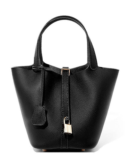 Genuine Leather Bucket Handbag
