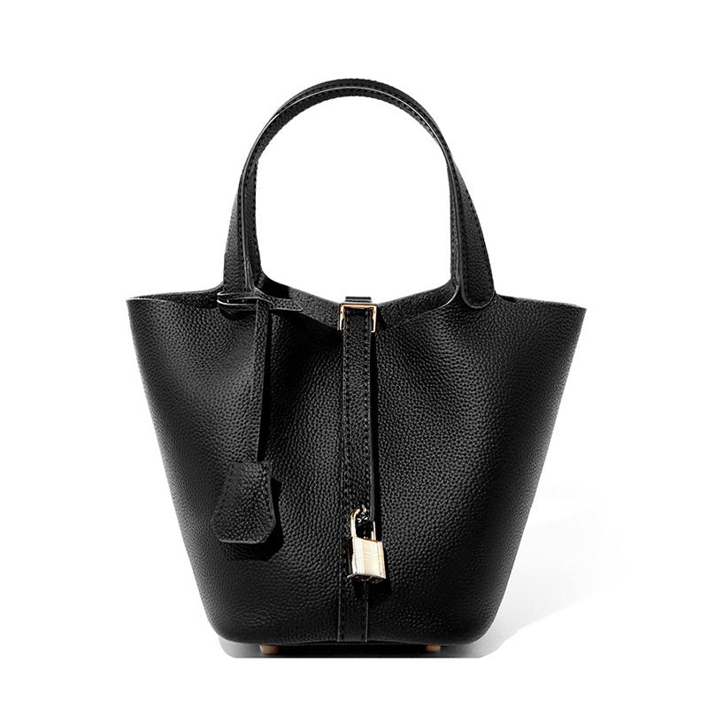 Genuine Leather Bucket Handbag