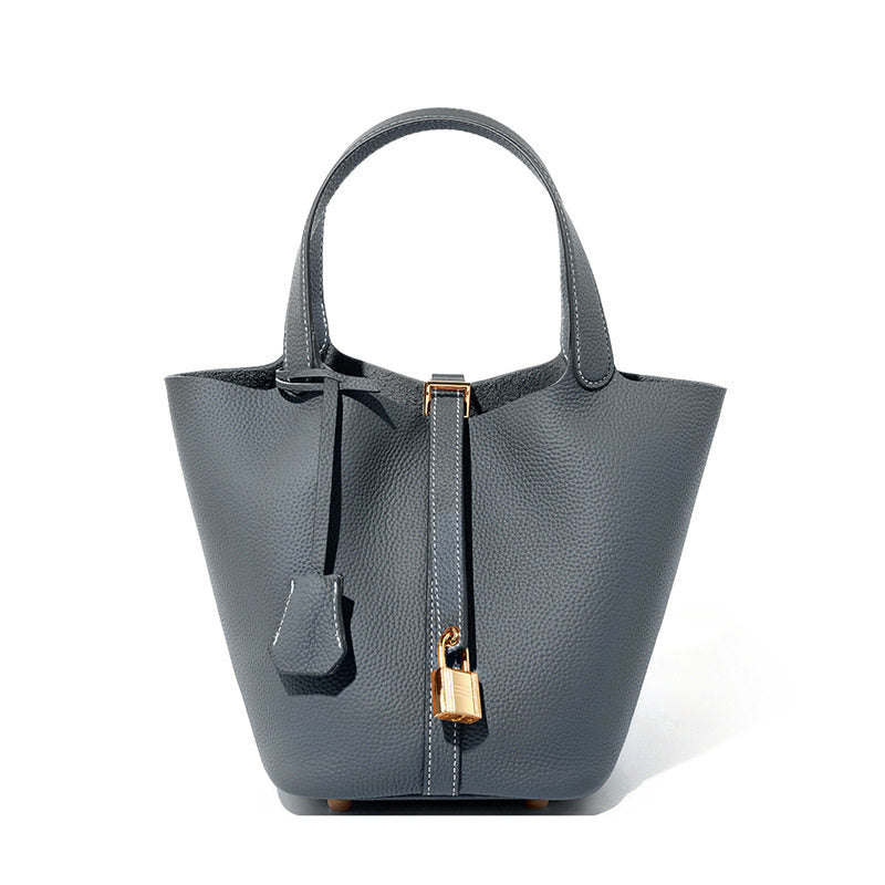 Genuine Leather Bucket Handbag