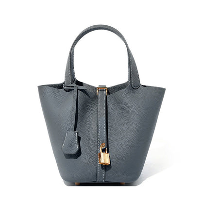 Genuine Leather Bucket Handbag