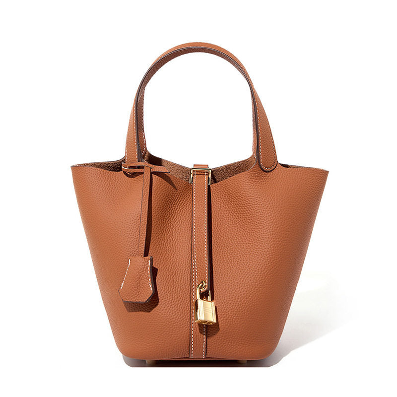 Genuine Leather Bucket Handbag