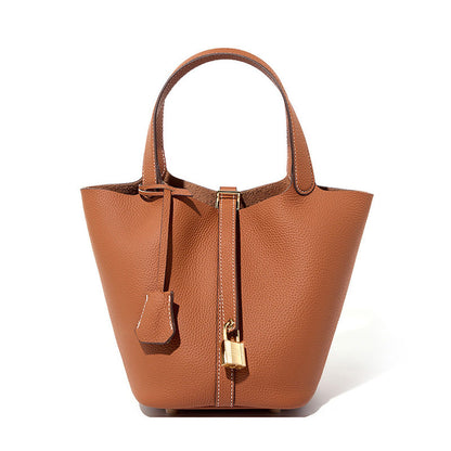 Genuine Leather Bucket Handbag