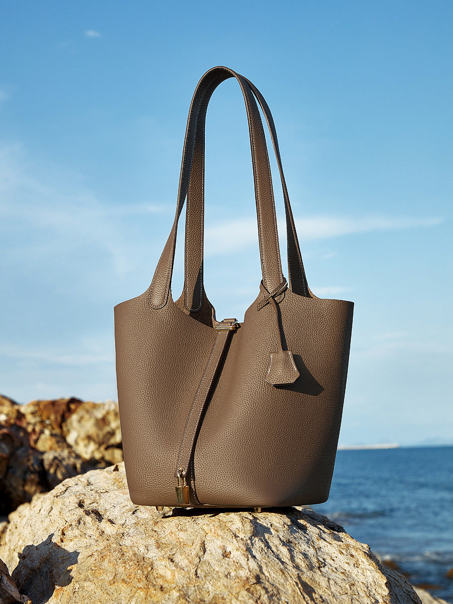 Genuine Leather Bucket Shoulder Bag