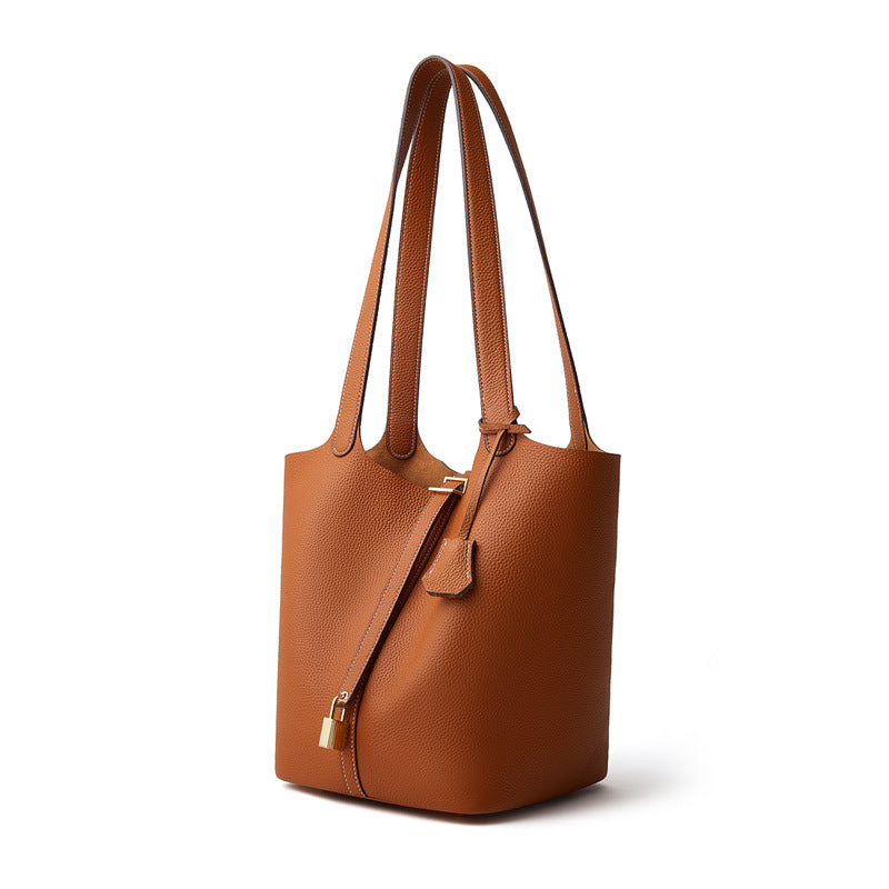 Genuine Leather Bucket Shoulder Bag