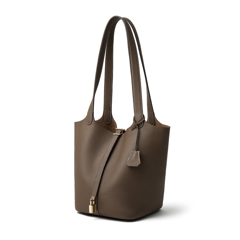 Genuine Leather Bucket Shoulder Bag