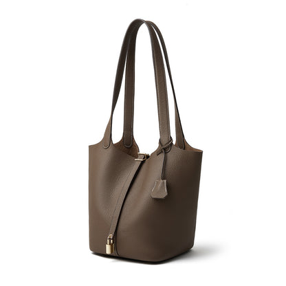 Genuine Leather Bucket Shoulder Bag