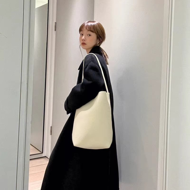 Genuine Leather Bucket Shoulder Bag