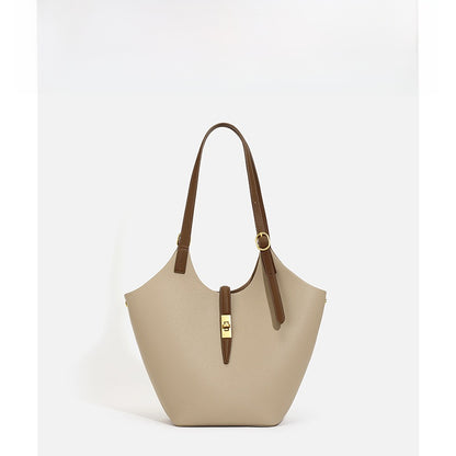 Genuine Leather Bucket Tote Bag