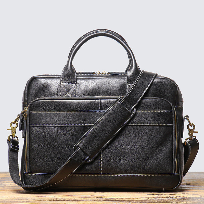 Genuine Leather Business Briefcase for Men with Large Capacity