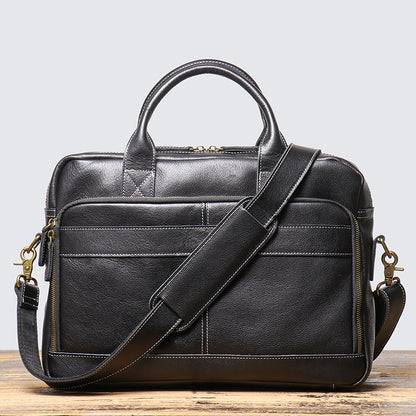 Genuine Leather Business Briefcase for Men with Large Capacity