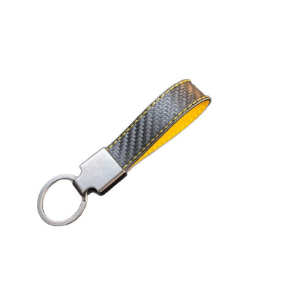 Genuine Leather Carbon Fiber Car Keychain