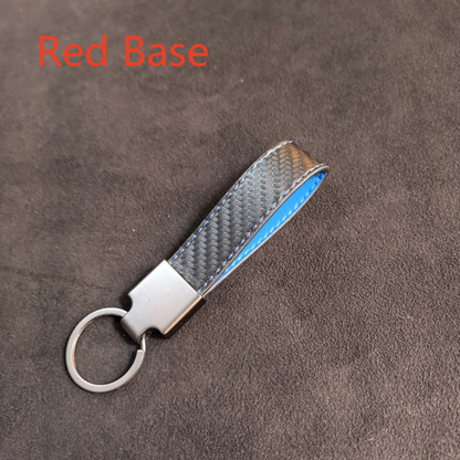 Genuine Leather Carbon Fiber Car Keychain