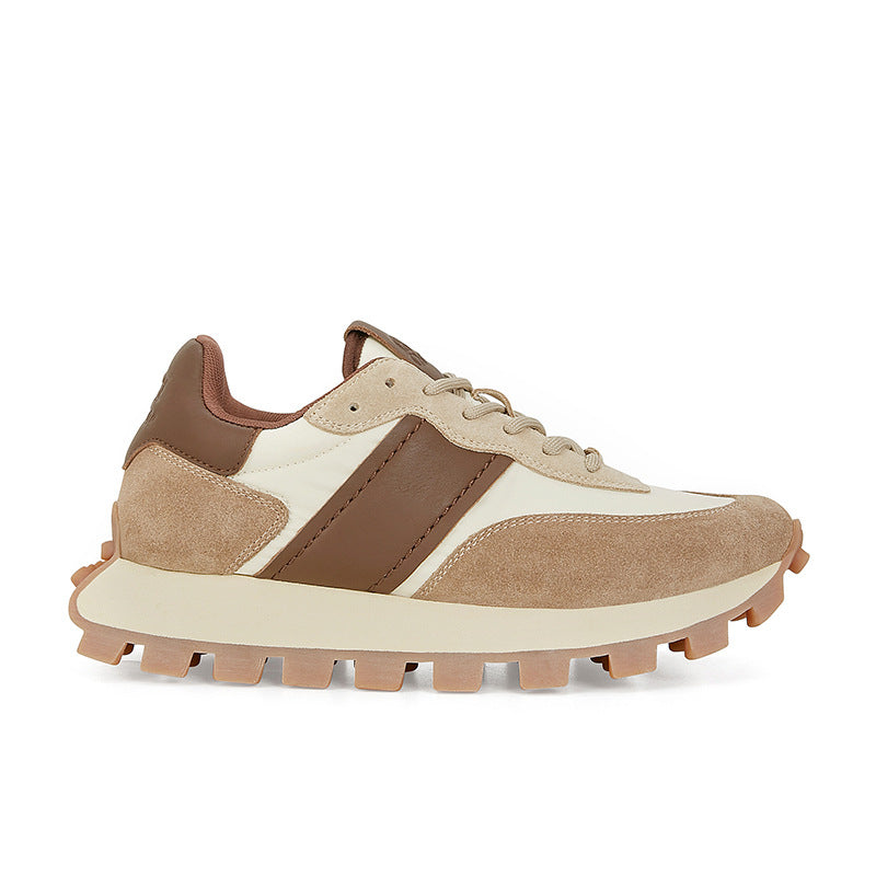 Genuine Leather Color Block Sports Shoes