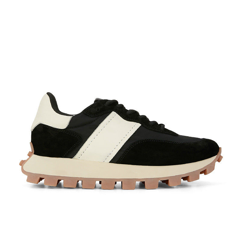Genuine Leather Color Block Sports Shoes
