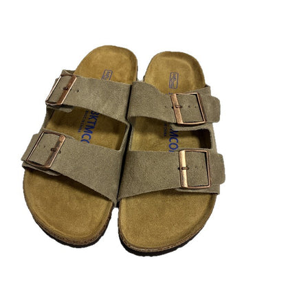 Genuine Leather Cork Footbed Sandals with Double Buckle