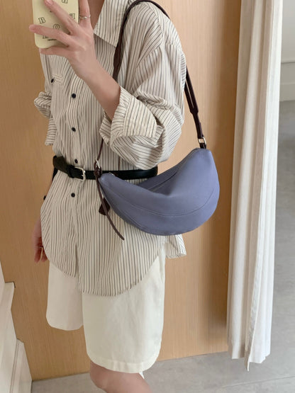 Genuine Leather Crescent Crossbody Bag