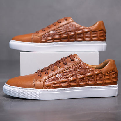 Genuine Leather Crocodile Pattern Casual Shoes for Men