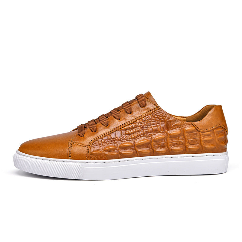 Genuine Leather Crocodile Pattern Casual Shoes for Men