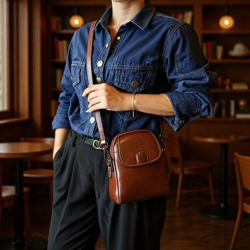 Genuine leather crossbody bag
