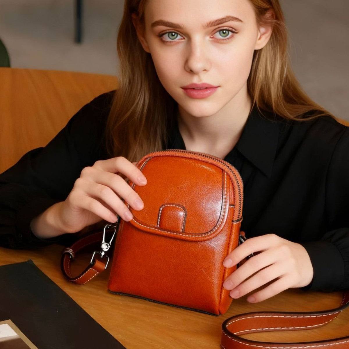 Genuine leather crossbody bag